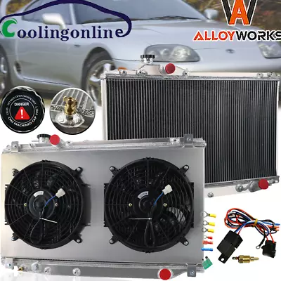 3 Core Radiator Shroud Fan For 1993-1998 Toyota Supra Jza80 2jz-gte Turbo 3.0 Mt • $293.55