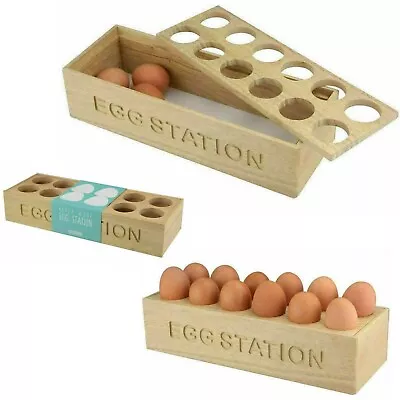 Wooden Eggs Station Shelf 12 Egg Cabinet Box Egg Holder Rack Storage Organiser • £10.90