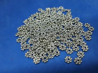 £2.25 • Buy 200 6mm Tibetan Silver Daisy Beads For Jewellery Making