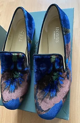 Hobbs Velvet Loafer Sz 4 37 Blue Floral Pattern Work School Shoes BN Green Flats • £54.99