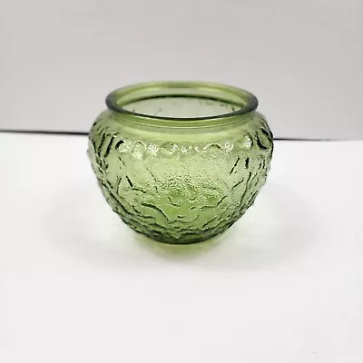 E O Brody G107 Crinkle Glass Emerald Green 5  Cachepot Planter Vase Spring Green • $12.99