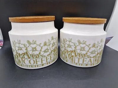 2x Vintage Hornsea Pottery Fleur Storage Jars - Tea Coffee 1970s • £16