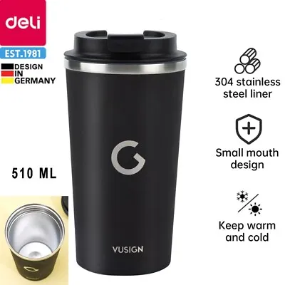 Deli Travel Coffee Mug Tumbler With Flip Lid Stainless Steel Coffee Cup Thermos • $34.99