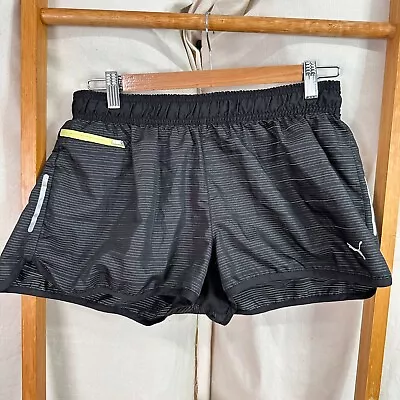 $7.48 • Buy Puma Activewear Shorts Womens Large Black Low Rise Striped Mini