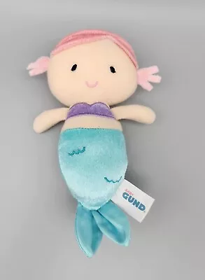 Baby Gund Mermaid Rattle Plush 7  Stuffed Toy Small Pink Turquoise Teal Purple • $6.70