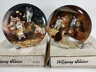 Barn Cats Plates Lot 2 Wolfgang Kaiser 1991 German Brad-Ex W Certificate & Box • $21