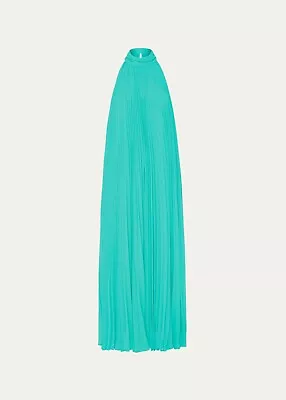 $475 Milly Oria Pleated Sleeveless Cross Back Dress In Spearmint • $148