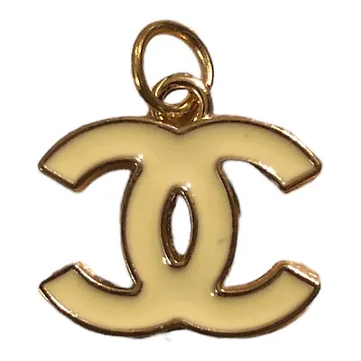Chanel Cream & Gold Zipper Pull Pendant 18MM • $18