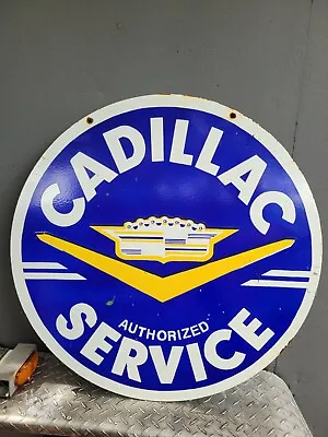 Vintage Cadillac Porcelain Sign 30  Large Sales Service Car Dealer Truck Company • $657.23