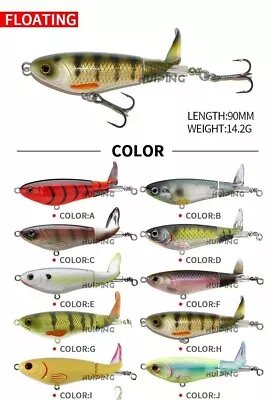 Whopper Plopper 90mm 14.2g Topwater Popper Fishing Lure - Choose Color • $8.09