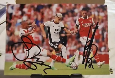 £0.99 • Buy Saliba #2 + Gabriel #6 - Personally Signed Arsenal V Fulham 6 X4  Photograph