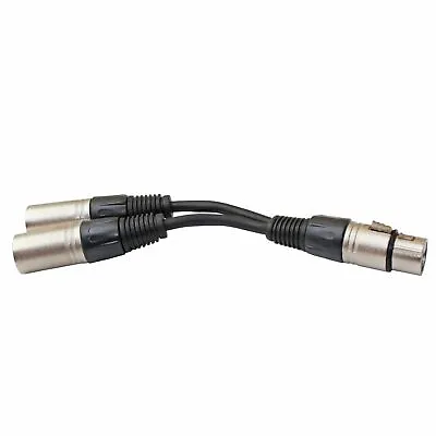 New 3pin XLR FEMALE Jack To Dual 2 MALE Plug Y SPLITTER Cable Adaptor 1 Ft Cord • $7.99