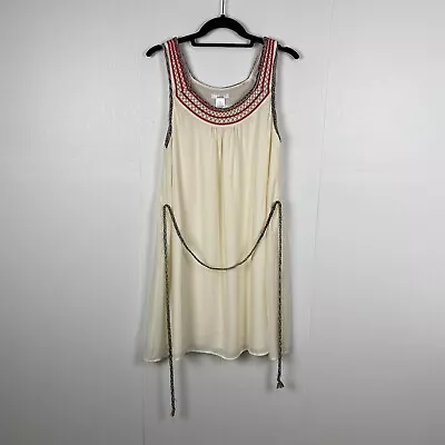 Esley Women’s NWT Ivory Sleeveless Dress With Multicolor Rope Belt Size Medium. • $25.64