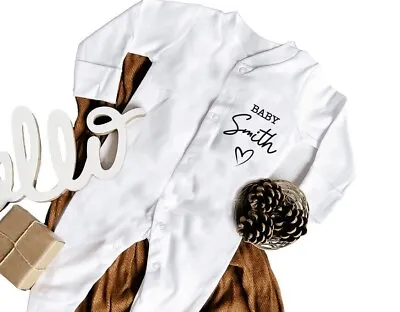 Personalised Baby Surname Sleepsuit Baby Reveal New Baby Sleep-suit/vest Gift • £7.99