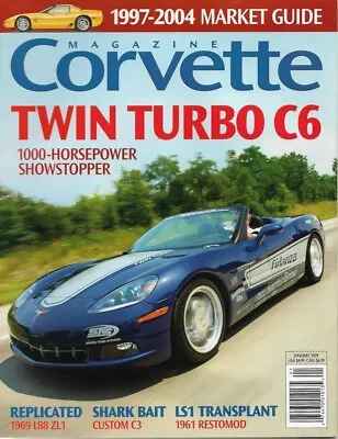 Corvette Magazine 2009 Jan - Twin Turbo C6 '69 L88 Zl1 Replica Shark Bait C3 • £8