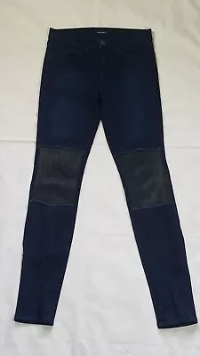 J Brand Klash Jeans Dark Wash Denim Lamb Leather Knees Tag Size 25 • $27