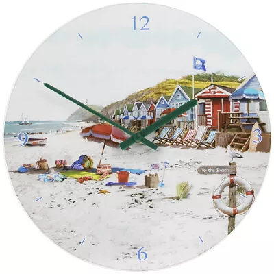 Glass Clock Wall Silent Kitchen Bedroom | Sandy Bay | 30cm  • £9.80