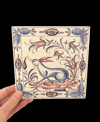 Hand Painted Porcelain Wall Tile Portuguese Hare Design • £9.99