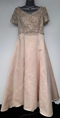 Bespoke Made To Measure Full Ball Gown Long Wedding Dress Bridal Gold Size 12/14 • £19.99