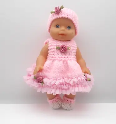 £5.95 • Buy Hand Knitted 6½  To 7  Pink 3 Piece Set For Berenguer, Reborn & Baby Type Dolls