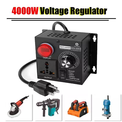 $24.69 • Buy 120V~220V 15A 4000W AC Motor Speed Controller Thermostat Dimmer Volt Regulator
