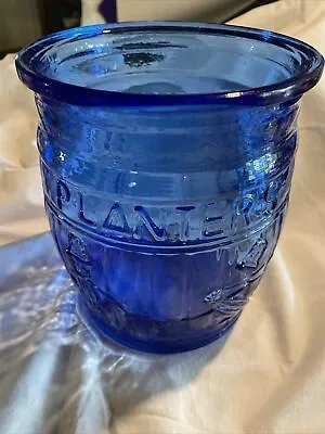 Planters Mr Peanut Cobalt Blue Depression Glass Barrel Store Counter Jar Running • $75