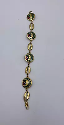 Vintage Goldtone Celtic Enamel Bracelet • $28