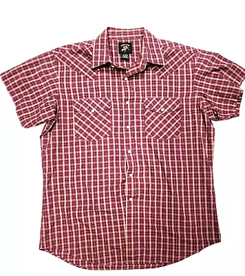 VTG Saddle King Pearl Snap Western Cowboy Plaid Short-Sleeve Shirt Men's Large • $12