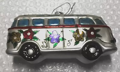 NEW Large Blown Glass Christmas Ornament VW VOLKSWAGON BUS Hippie Grateful Dead • $9.99