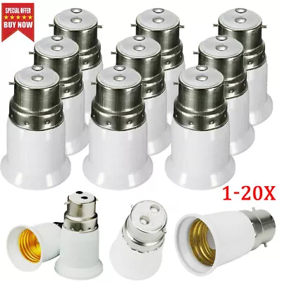 20X BC B22 To ES E27 Adaptor Bayonet Edison Screw Light Bulb Converter Holder • £3.02