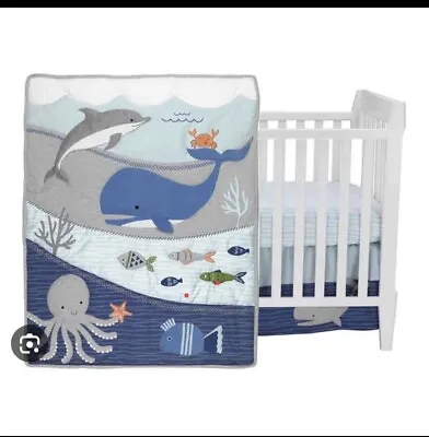 Lambs & Ivy Ocean Blue 4-Piece Baby Crib Set  Ocean Blue Collection- NEW • $75