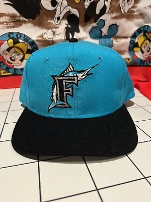 Vintage Florida Marlins Sports Specialties Plain Logo Teal SnapBack MLB Hat • $54.99