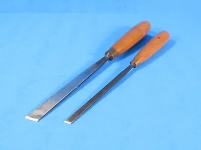 Lot Of 2 Buck Brothers Bros Skew Chisels Wood Carving Tools W/ Original Handles • $39