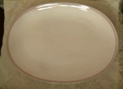 £38.94 • Buy Pfaltzgraff Aura Pink Oval Platter Blue Edge 14  USA