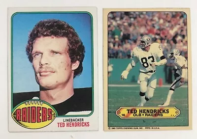 OAKLAND RAIDERSTed Hendricks 2 Card Lot-1976 Topps #76 & 1983 Topps Sticker #16 • $4.99