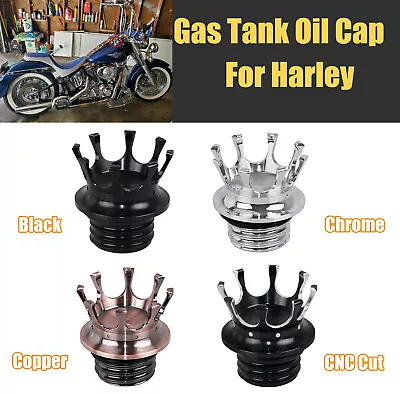 Motorcycle Aluminum King Crown Gas Cap Fuel Tank Cover Fit For Harley Dyna FXDB • $15.18