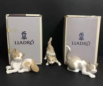 Vintage Lladro Cat Figurine Lot (3) - # 5114 & 5112 W/ Boxes And #5019 W/out Box • $185