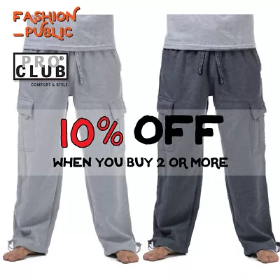 Proclub Pro Club Mens Heavyweight Cargo Sweatpants 5 Pockets Fleece Pants Casual • $40.95