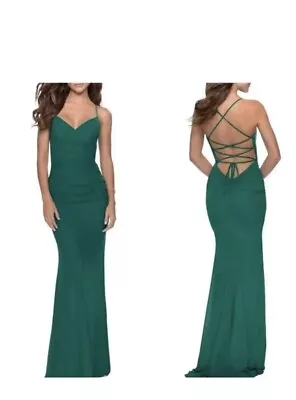 Wedding/ Prom LA FEMME EMERALD GREEN GOWN DRESS Size 2 NEW WITHOUT TAG • $85