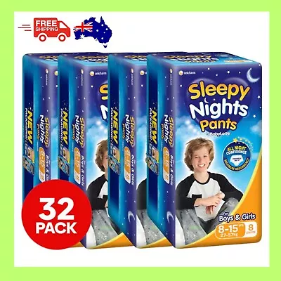 4 X BabyLove Size 8-15 Years 27-57kg Sleepy Nights Pants 8pk - FREE SHIPPING • $52.95