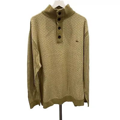 Mens A. Tiziano Wheat Green Front Buttoned Mockneck  Sweater Size 3XL EUC • $69.99