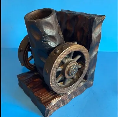 Vintage Carved Wood Cannon Bookend Military Memorabilia Made In Spain • $15