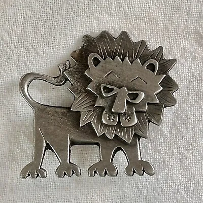 METZKE Signed Vintage Lion Cat Brooch Pin Pewter • $24