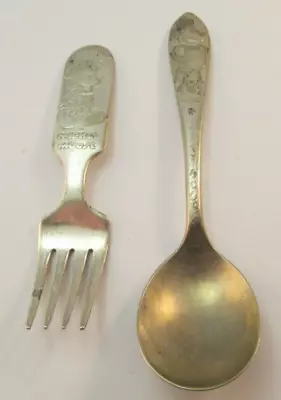 Vintage Mickey Mouse Spoon & Fork Silverplate Fairfield Branford • $30