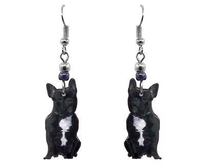 Black French Bulldog Earrings Pet Animal Graphic Womens Cute Breed Puppy Jewelry • $13.99