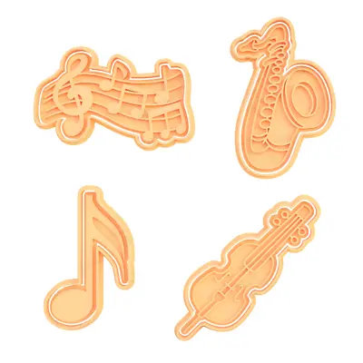 Music Theme Cookie Cutter Stamp - Music Note Treble Clef Quarter Beat Cello Saxo • $9.62