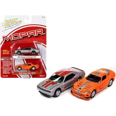 Johnny Lightning 1/64th Diecast MOPAR Cars '14 Dodge Challenger &'08 Viper PK20A • $12.95