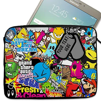 Personalised Gamer Tablet Sleeve Laptop IPad Case Zip Pouch Bag Graffiti SB05 • £14.95