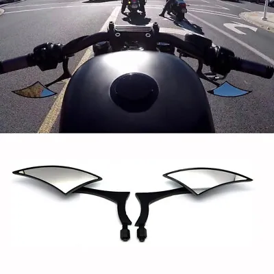 Black Spear Blade Side Mirrors Aluminum Custom Triangle Motorcycle Mirros 8/10MM • $29.53