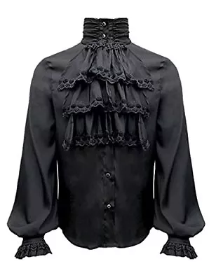 Mens Pirate Vampire Shirt Renaissance Victorian Medieval Gothic Shirt Black L... • $52.40